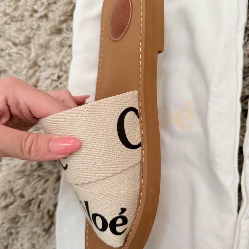 Chloé Woody Logo Slide Sandals Size 38 - Picture 5 of 8